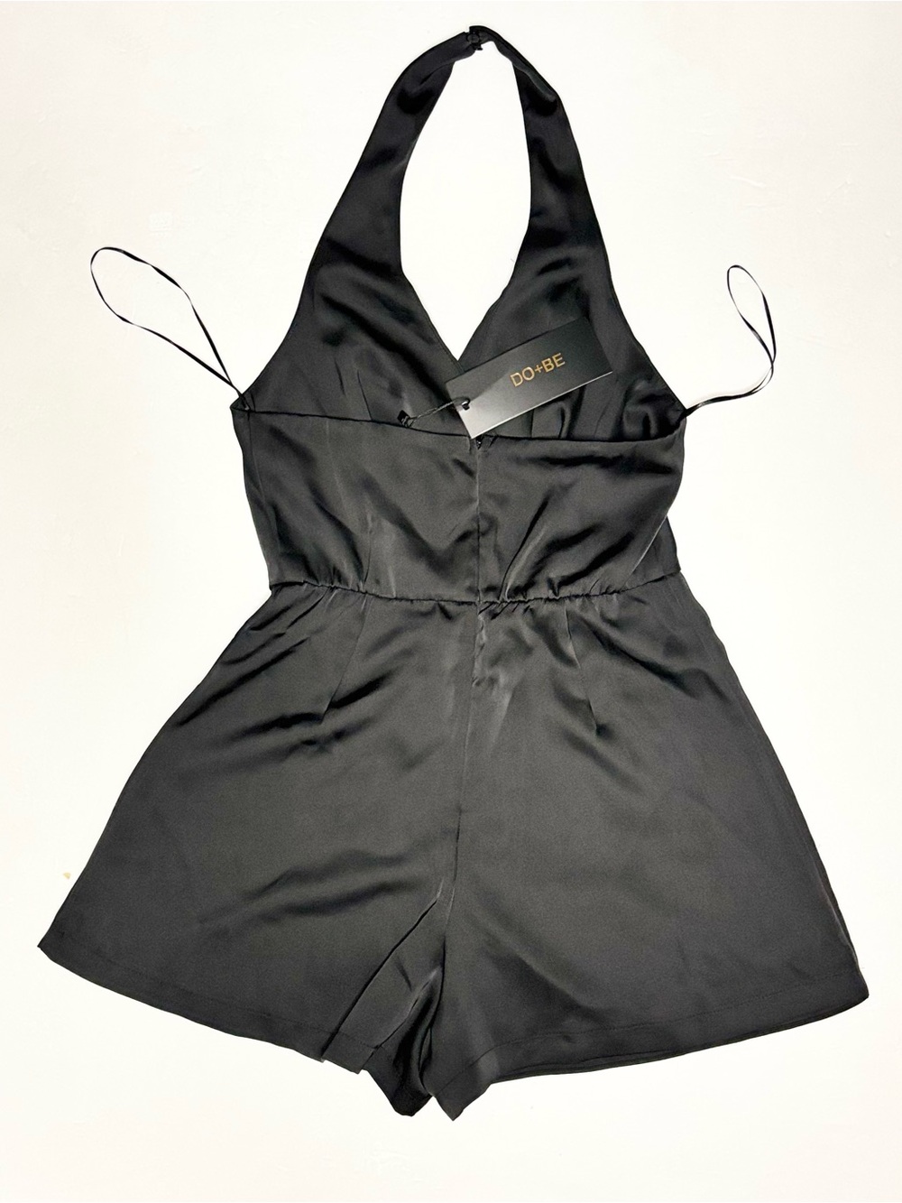 DO+BE Black Halter V-Neck Satin Mini Dress - Picture 6 of 8